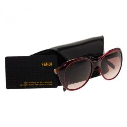 Pre Owned نظارة شمسية فندي FS5348 مستديرة حمراء كبيرة