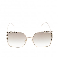 Fendi 59mm Gradient Square Sunglasses In Gold/gray Gradient