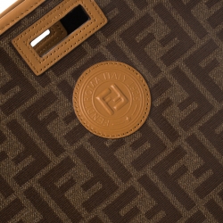 Pre Owned  Fendi Brown Monogram Coated Canvas Medium Peekaboo Defender Pouch