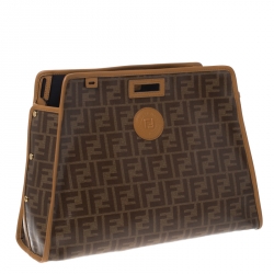 Pre Owned  Fendi Brown Monogram Coated Canvas Medium Peekaboo Defender Pouch