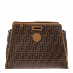 Pre Owned  Fendi Brown Monogram Coated Canvas Medium Peekaboo Defender Pouch