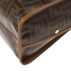 Pre Owned  Fendi Brown Monogram Coated Canvas Medium Peekaboo Defender Pouch