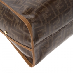 Pre Owned  Fendi Brown Monogram Coated Canvas Medium Peekaboo Defender Pouch