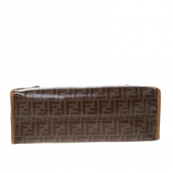 Pre Owned  Fendi Brown Monogram Coated Canvas Medium Peekaboo Defender Pouch