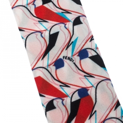 Pre Owned  وشاح بندانة فندي تويلي كريتشرز افوريو حرير بنقوش طيور تجريدية متعدد الألوان