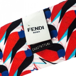 Pre Owned  وشاح بندانة فندي تويلي كريتشرز افوريو حرير بنقوش طيور تجريدية متعدد الألوان