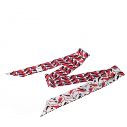 Pre Owned Fendi Mulitcolor Abstract Bird Print Silk Creatures Bandeau Avorio Scarf