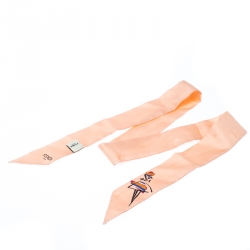 Pre Owned  وشاح بندانة فندي بامبولين مانغوليا جاكارد تولي حرير وردي