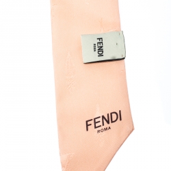 Pre Owned  وشاح بندانة فندي بامبولين مانغوليا جاكارد تولي حرير وردي