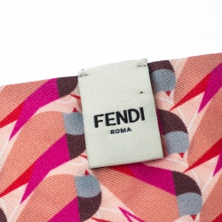 Pre Owned Fendi Pink Abstract Bird Print Silk Creatures Cipria Bandeau Scarf