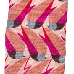 Pre Owned Fendi Pink Abstract Bird Print Silk Creatures Cipria Bandeau Scarf