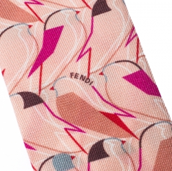 Pre Owned Fendi Pink Abstract Bird Print Silk Creatures Cipria Bandeau Scarf
