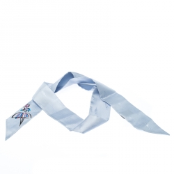 مملوكة مسبقًا Fendi Blue Silk Jacquard Bamboline Artico Bandeau Scarf