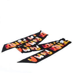 Pre Owned Fendi Black Printed Silk Roma Bandeau Scarf