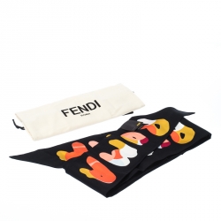 Pre Owned Fendi Black Printed Silk Roma Bandeau Scarf