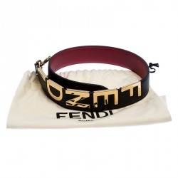 Fendi Black Leather Logo Strap You Bag Strap