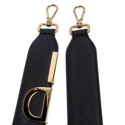 Fendi Black Leather Logo Strap You Bag Strap
