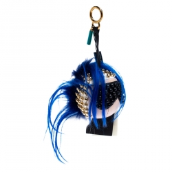Pre Owned Fendi Blue Leather Punkito Bag Charm