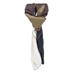 Pre Owned Fendi Brown Color Block Square Scarf