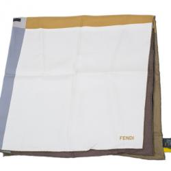 Pre Owned Fendi Brown Color Block Square Scarf