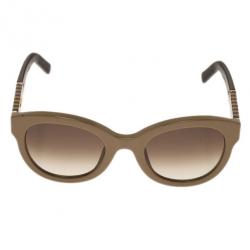 Pre Owned Fendi Beige Pequin 5350 Round Sunglasses