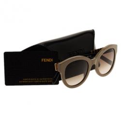 Pre Owned Fendi Beige Pequin 5350 Round Sunglasses
