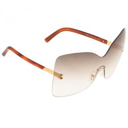 Pre Owned نظارة شمس فندي بني FS5273 مربع كبير إصدار محدود