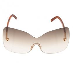 Pre Owned نظارة شمس فندي بني FS5273 مربع كبير إصدار محدود