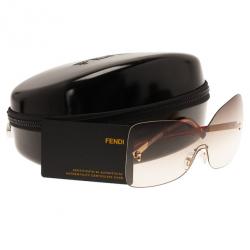 Pre Owned نظارة شمس فندي بني FS5273 مربع كبير إصدار محدود