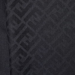 Pre Owned Fendi Black Zucca Monogram Wool & Silk Scarf