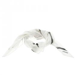 Pre Owned Fendi X Karl Lagerfield Multicolor Logo Printed Baguettemania Square Silk Scarf