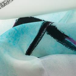 Pre Owned Fendi X Karl Lagerfield Multicolor Logo Printed Baguettemania Square Silk Scarf