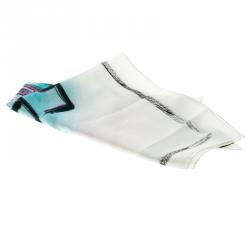 Pre Owned Fendi X Karl Lagerfield Multicolor Logo Printed Baguettemania Square Silk Scarf