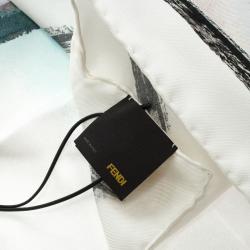 Pre Owned Fendi X Karl Lagerfield Multicolor Logo Printed Baguettemania Square Silk Scarf