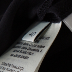 Pre Owned Fendi Black Silk Ribbed Logo Neck Trim Detail Top S