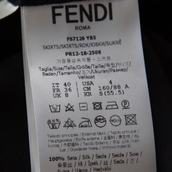 Pre Owned Fendi Black Silk Ribbed Logo Neck Trim Detail Top S