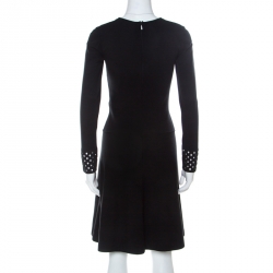 Pre Owned Fendi Black Stretch Knit Fit and Flare Knee Length Dress S