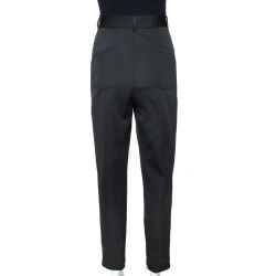 Pre Owned Fendi Black Pique Jersey Logo Band Detail Trousers M