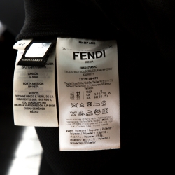 Pre Owned Fendi Black Pique Jersey Logo Band Detail Trousers M