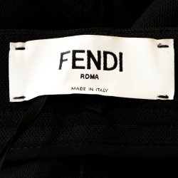Pre Owned Fendi Black Pique Jersey Logo Band Detail Trousers M