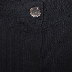 Pre Owned Fendi Black Pique Jersey Logo Band Detail Trousers M