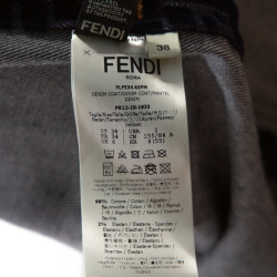 Fendi Blue Zucca Flock Printed Denim Belted Trench Coat S