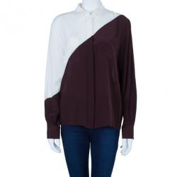 مملوكة مسبقًا Fendi Two Tone Silk Button Down Shirt M