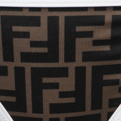 Fendi Brown/ White FF Monogram Print Nylon Triangle Bikini S