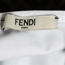 Fendi Brown/ White FF Monogram Print Nylon Triangle Bikini S