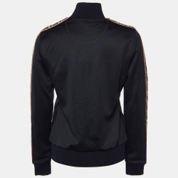 Fendi Black Jersey FF Trim Fendirama Zip Up Jacket M