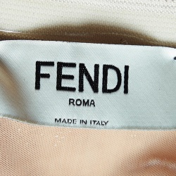 Pre Owned فستان ماكسي فندي جاكار مطبوع بنت متعدد الألوان بلا حمالات مقاس صغير - سمول