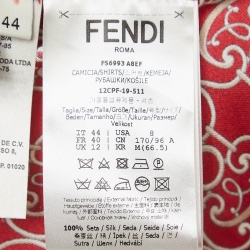Pre Owned Fendi Red Printed Silk Royale Shirt M