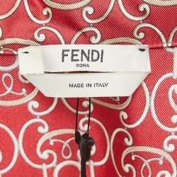 Pre Owned Fendi Red Printed Silk Royale Shirt M