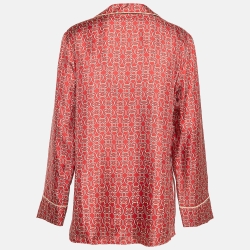 Pre Owned Fendi Red Printed Silk Royale Shirt M